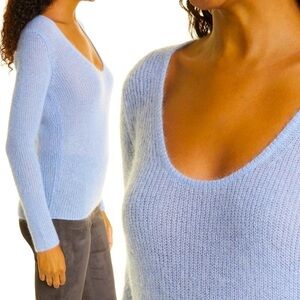 Vince Periwinkle Blue Ribbed Knit Mohair Sweater